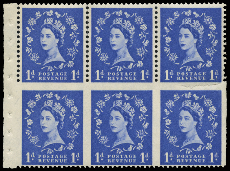 GB 1958 SG571lc Booklet pane - part perf.