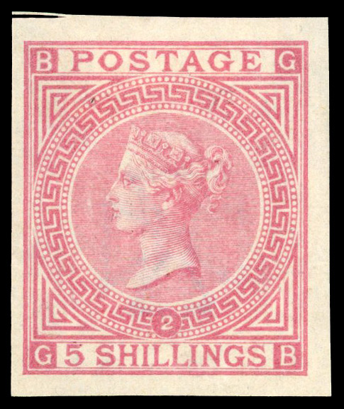 1867 5s Pale rose Pl.2 (GB). Imprimatur