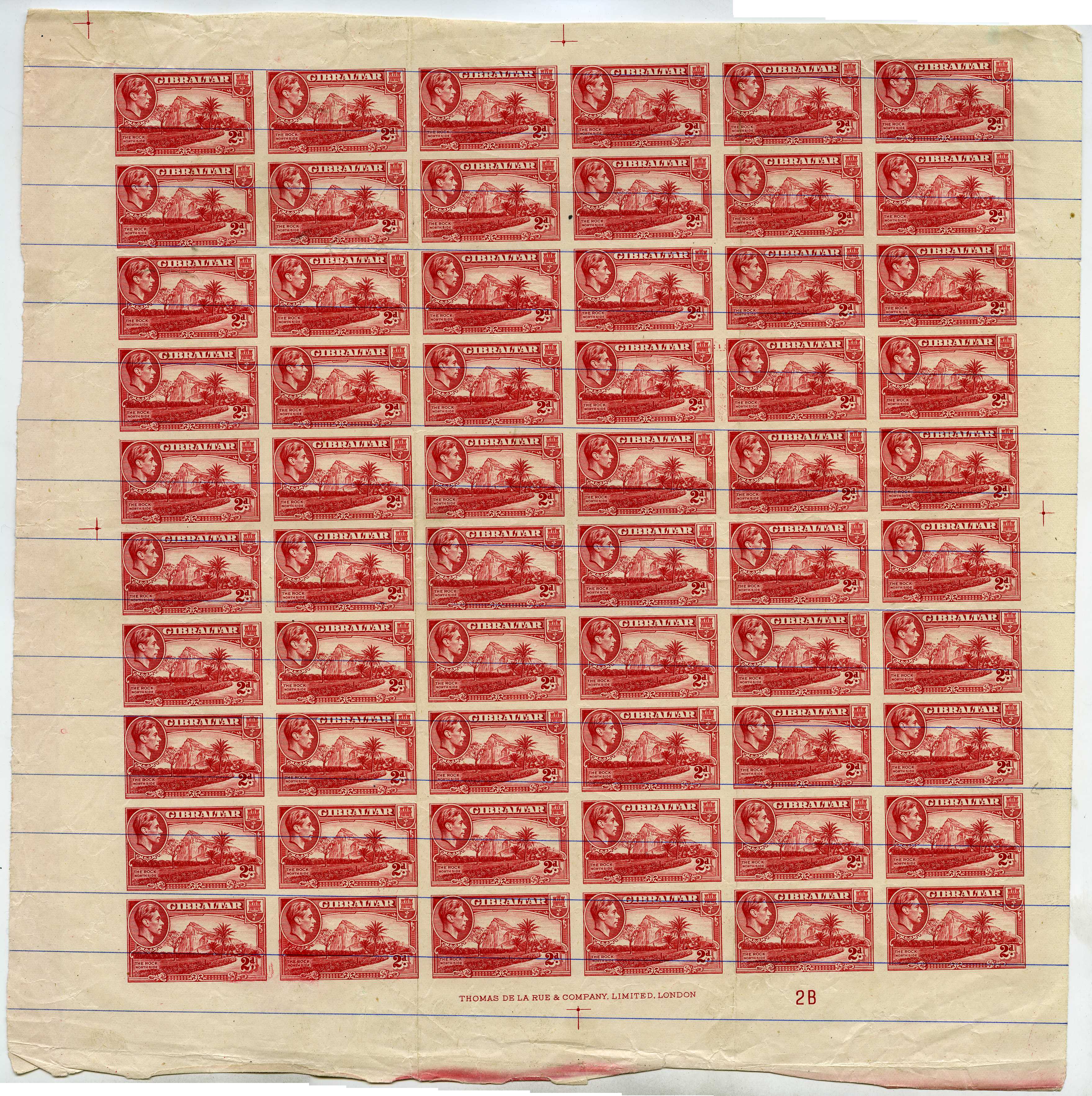 1944 2d carmine complete imperforate...