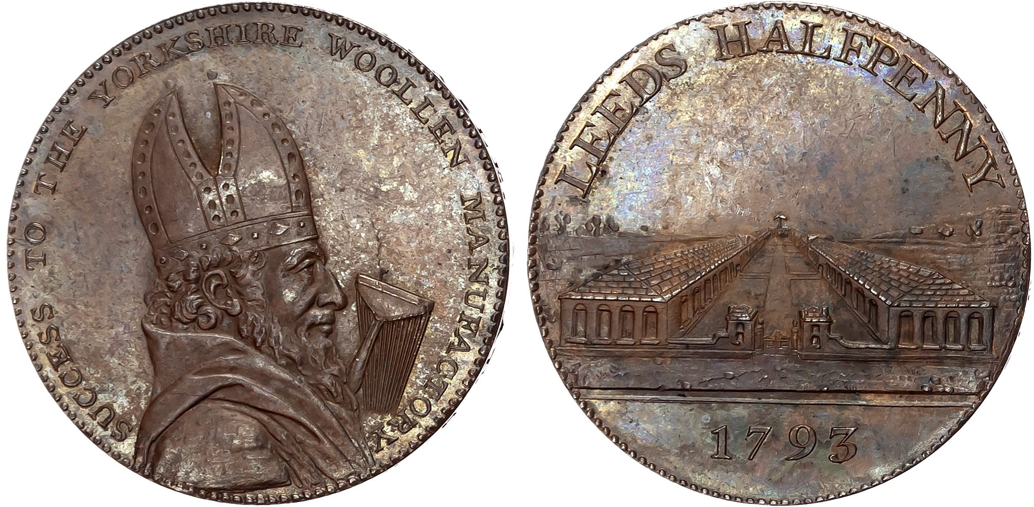 Yorks.  Leeds , Henry Brownbill Halfpenny 1793, Another but minor spacing difference 29mm/11.8gm. (DH 33). Another varia …
