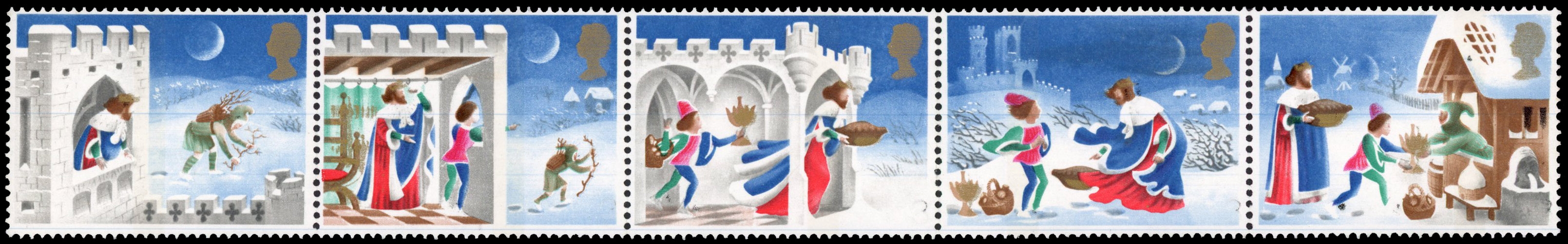 1973 3p Christmas with black (face value) omitted on the first stamp and partial omissions, SG 943c