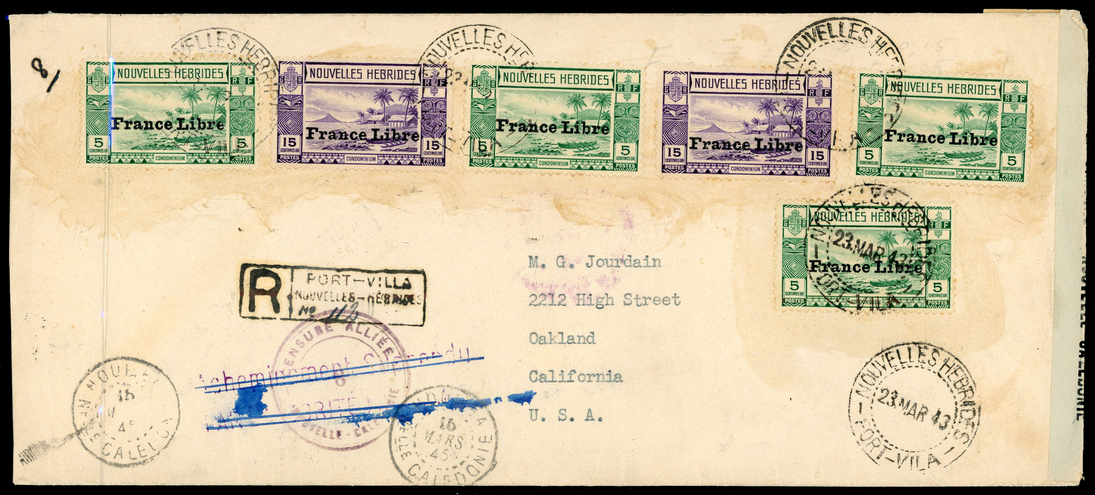 New Hebrides French SG F65, 67 cover