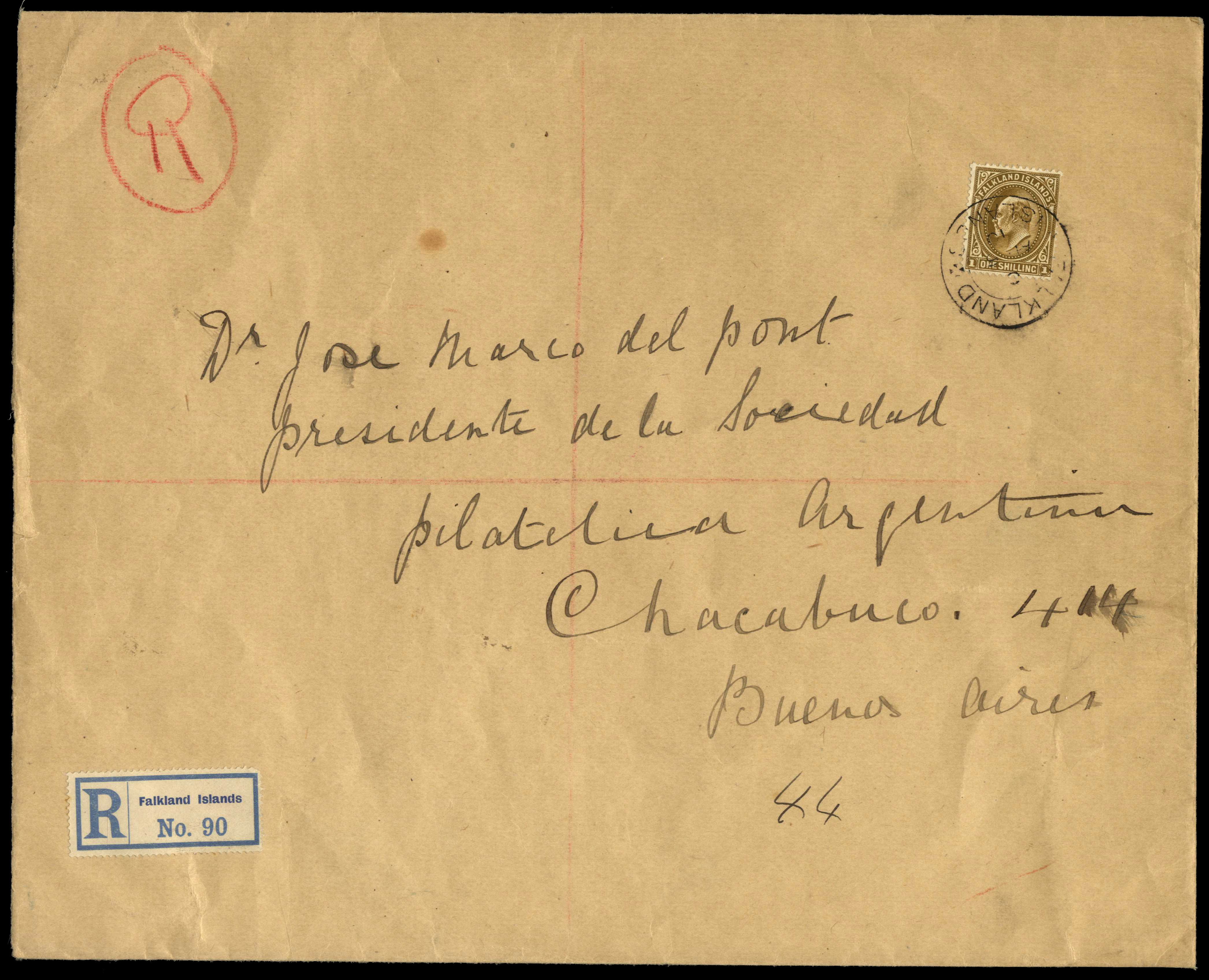 Falkland Islands 1904-12 SG 48 KEVII 1s brown sheet, order form & cover