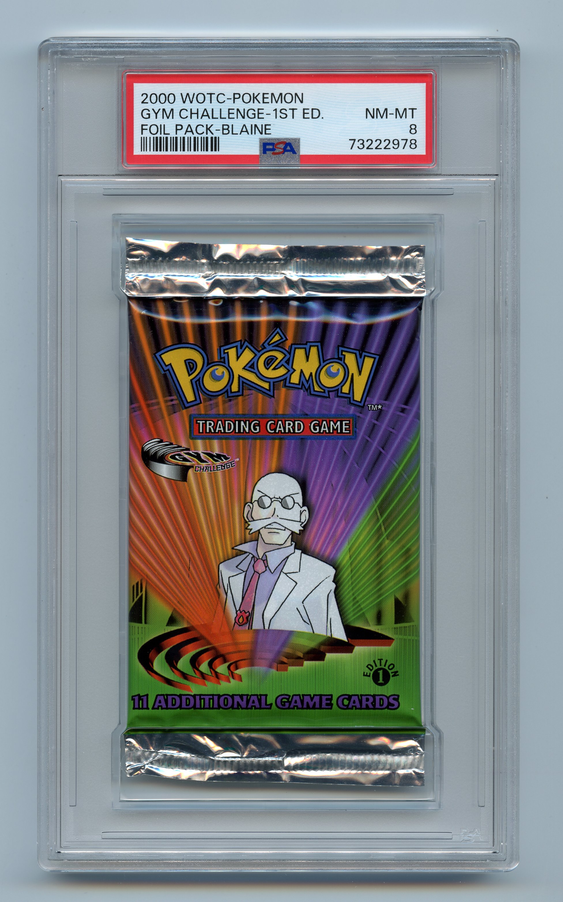 PSA 8 Gym Challenge 1st Edition Booster Pack - Blaine Artwork
