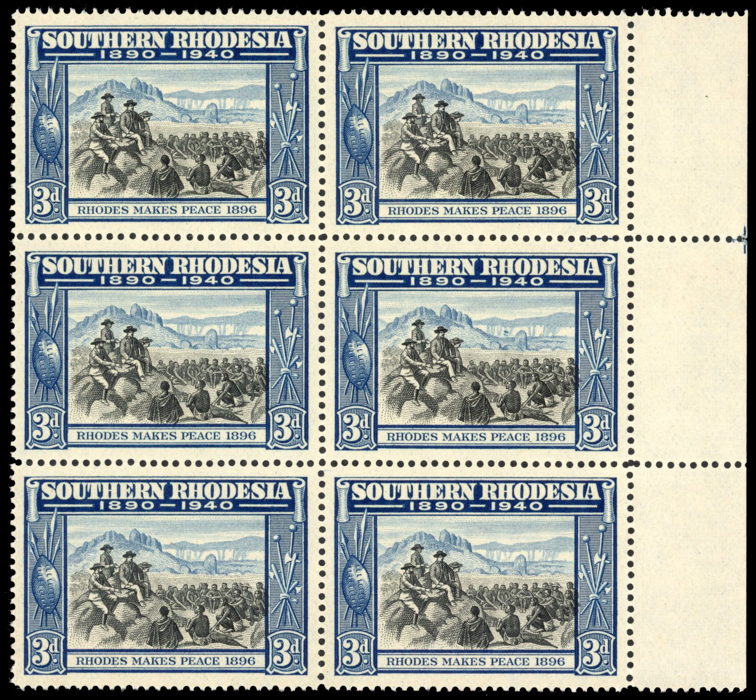 Southern Rhodesia SG 57a block mint