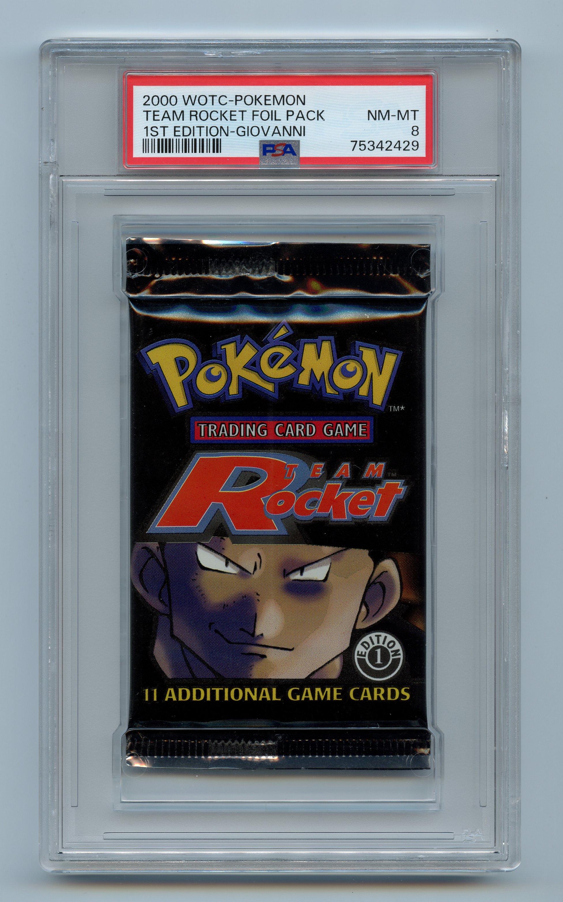 PSA 8 Team Rocket 1st Edition Booster Pack - Giovanni Artwork