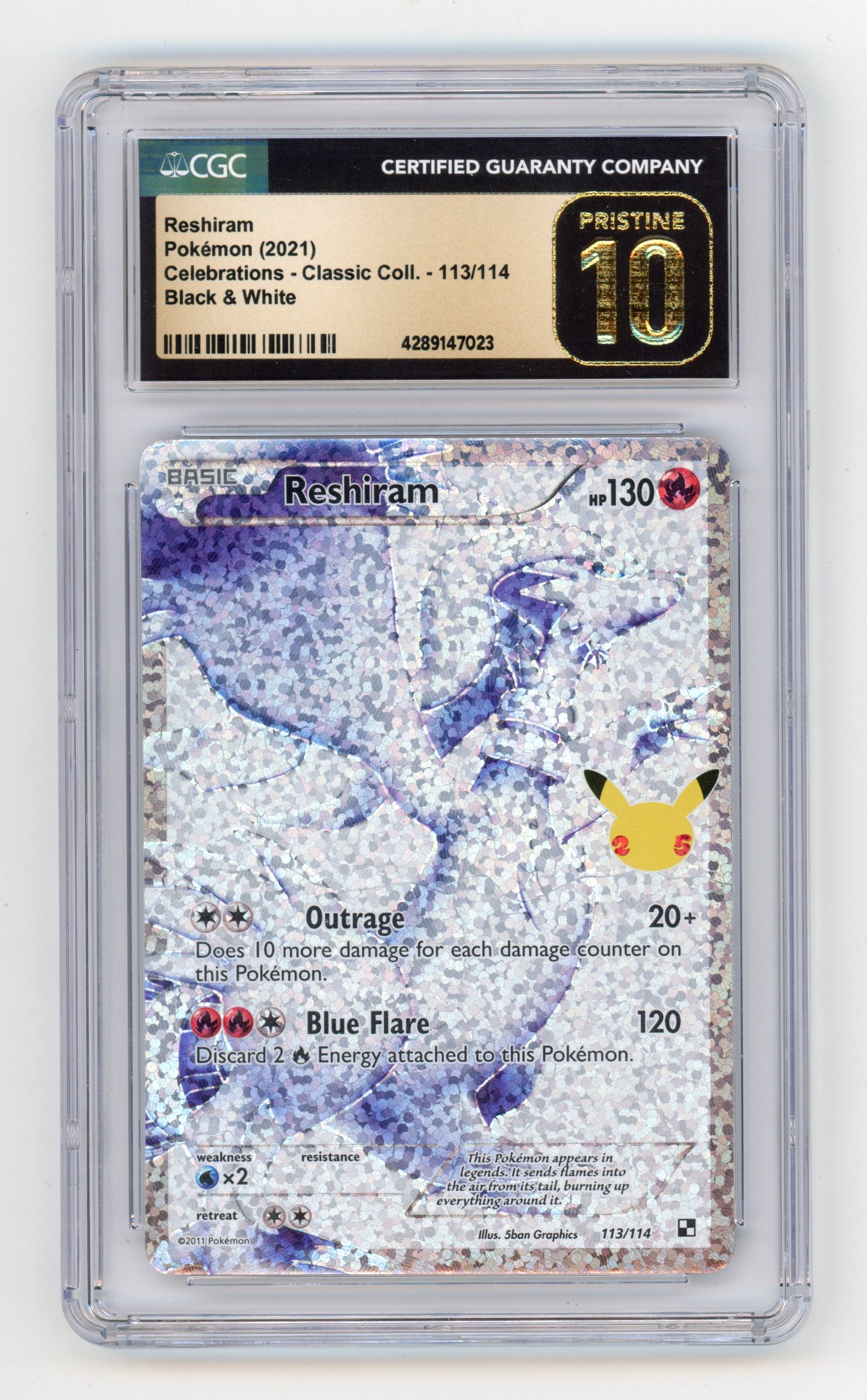 CGC PRISTINE 10 Reshiram #113 - Celebrations 2021