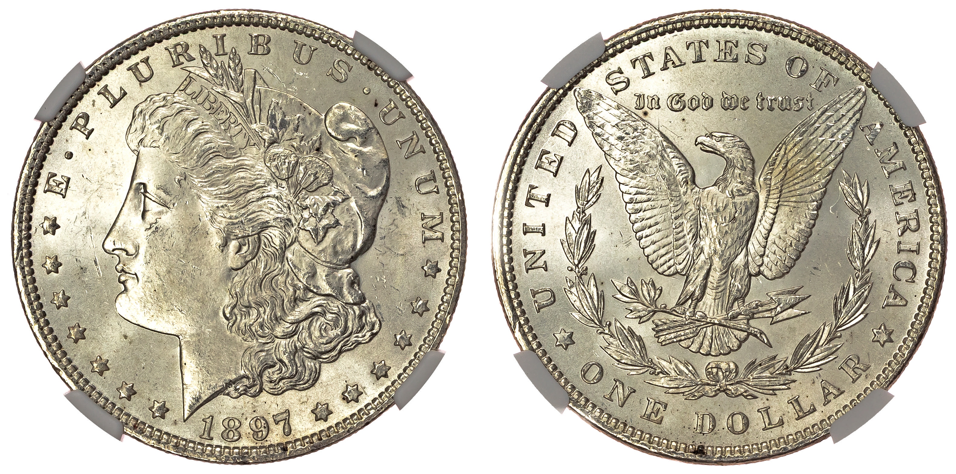USA, silver Morgan Dollar, 1897, Philadelphia - MS 63