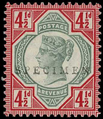 1887 4½d green and carmine Colour...