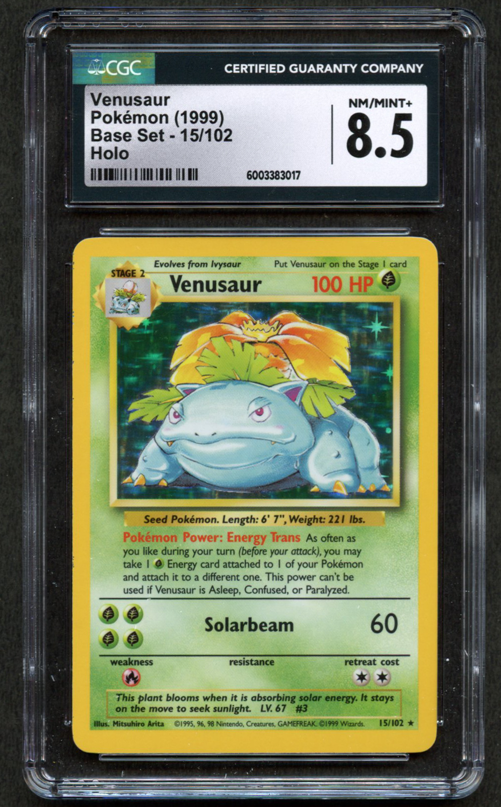 CGC 8.5 Venusaur Unlimited – Base Set (1999) 