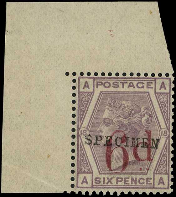 1883 6d on 6d lilac overprinted SPECIMEN Type...