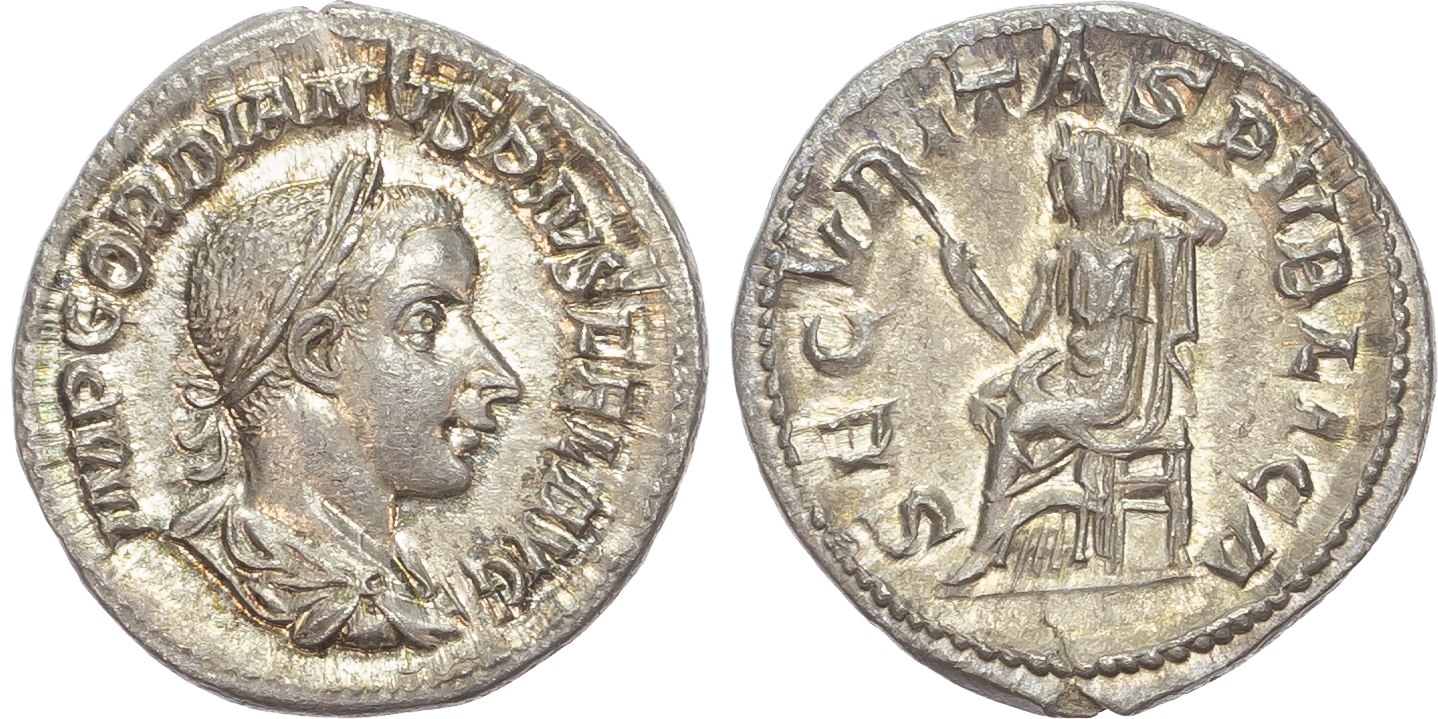 Gordian III (AD 238-244) AR Denarius, Rome, AD 241, 3.16g. 