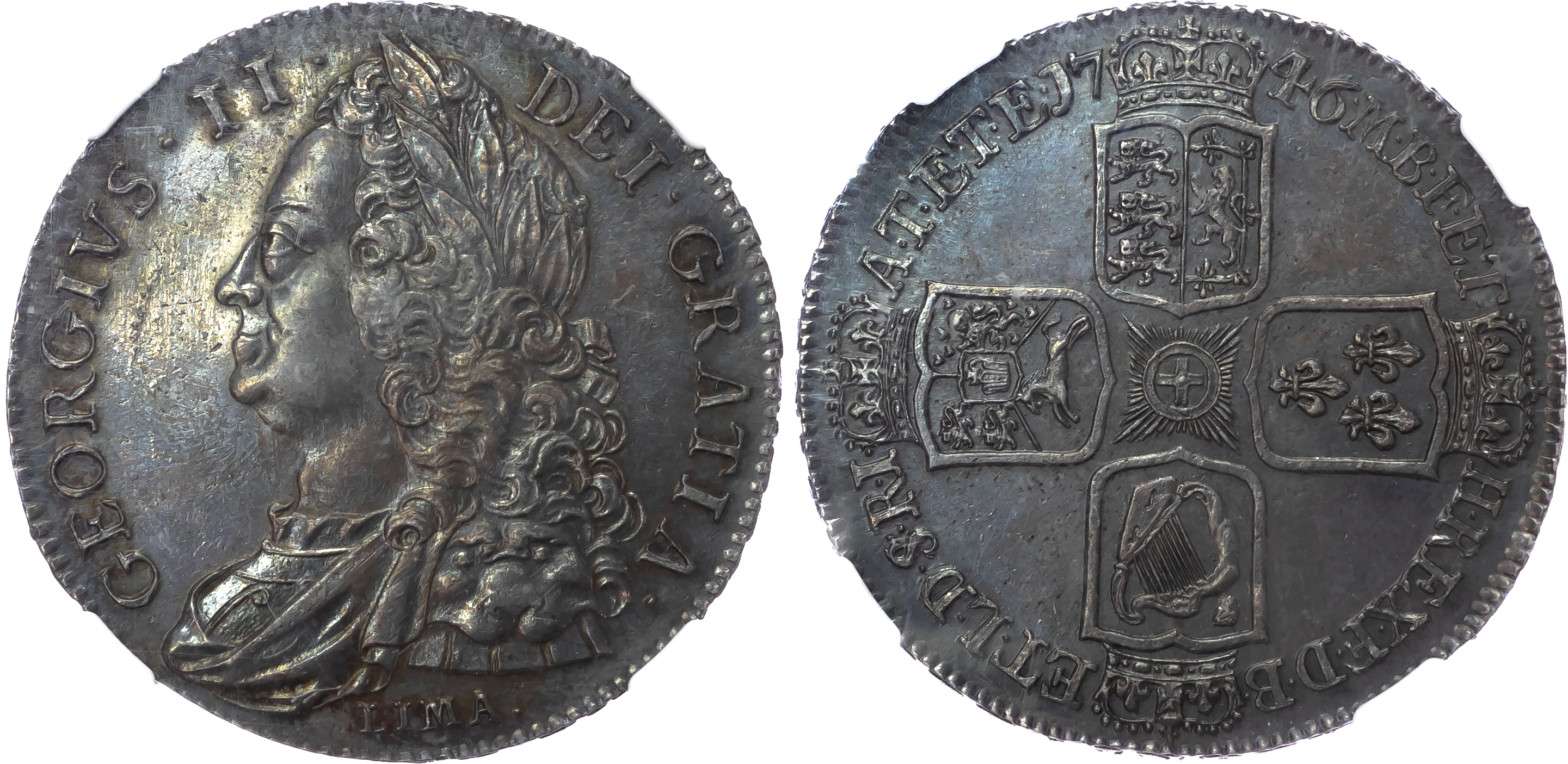 George II (1727-1760), LIMA Crown, 1746 - NGC AU58