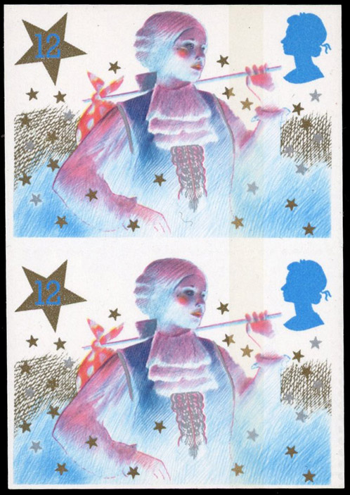 GB SG 1303a 1985 12p Christmas imperforate pair mint