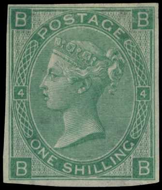 1865 1/- green Plate 4 (BB),...