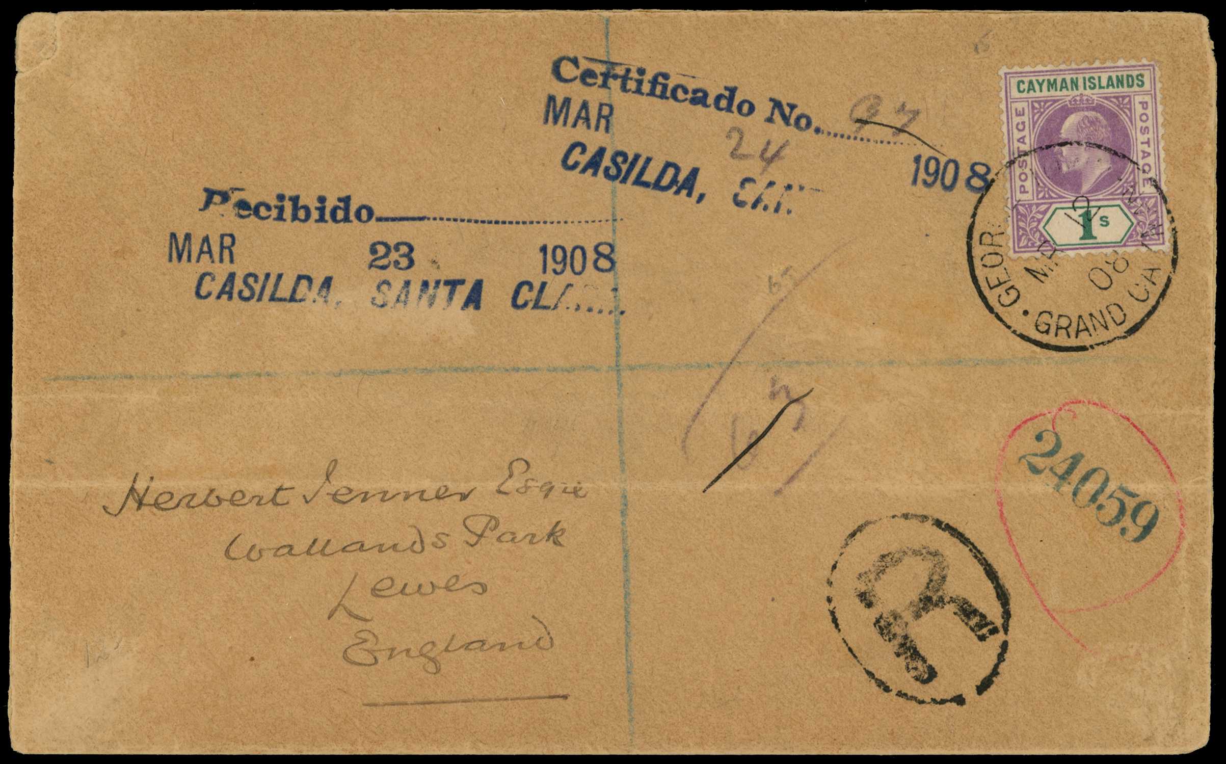 1908 Interesting routeing on this...