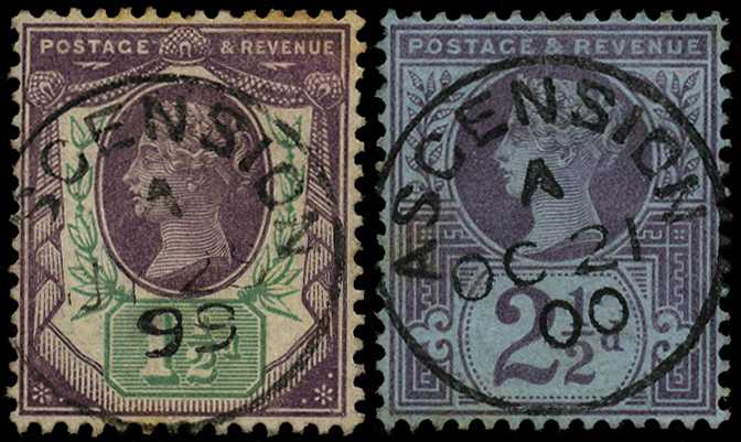 1887-92 GB used in Ascension, 1½d QV with...