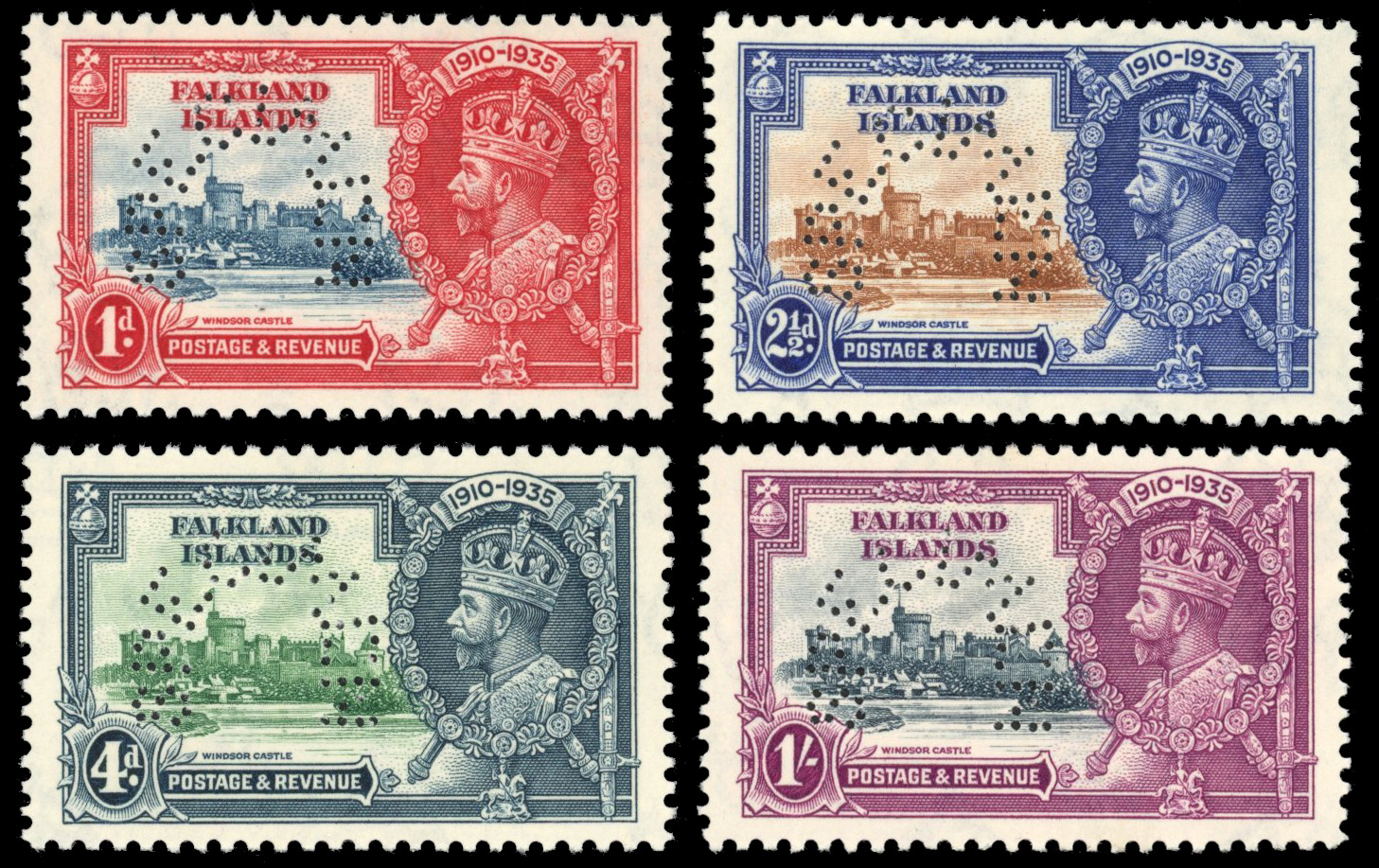 Falkland Islands SG 139s-142s 1935 Jubilee set Specimens