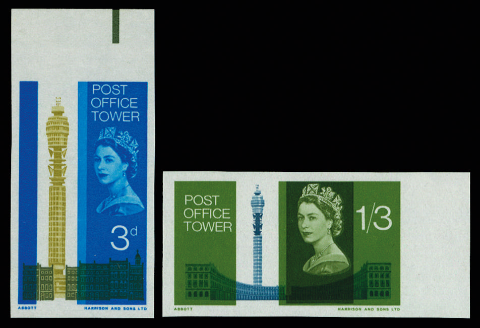 GB 1965 3d-1s3d Opening of Post Office Tower (Ordinary). Superb unmounted o.g. marginal set of two … SG679/80var