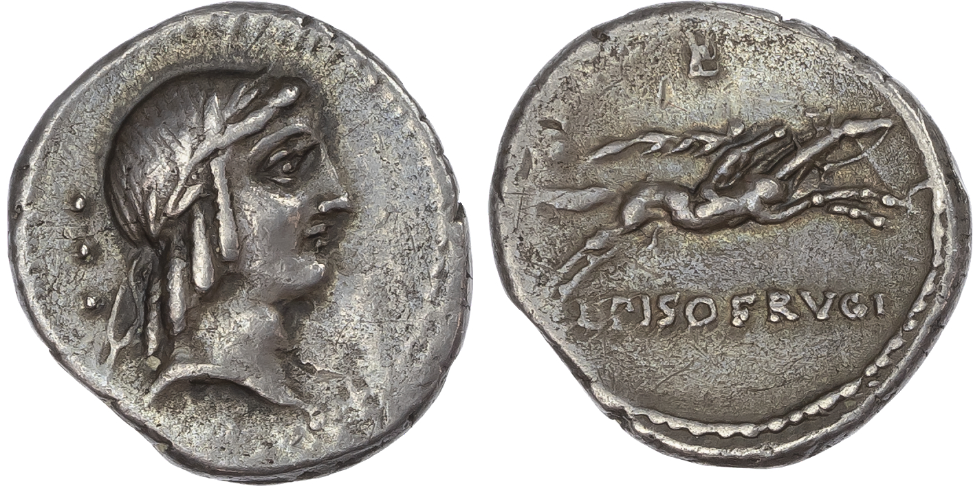 L. Calpurnius Piso Frugi (90 BC) AR Denarius, Rome, 3.53g. 