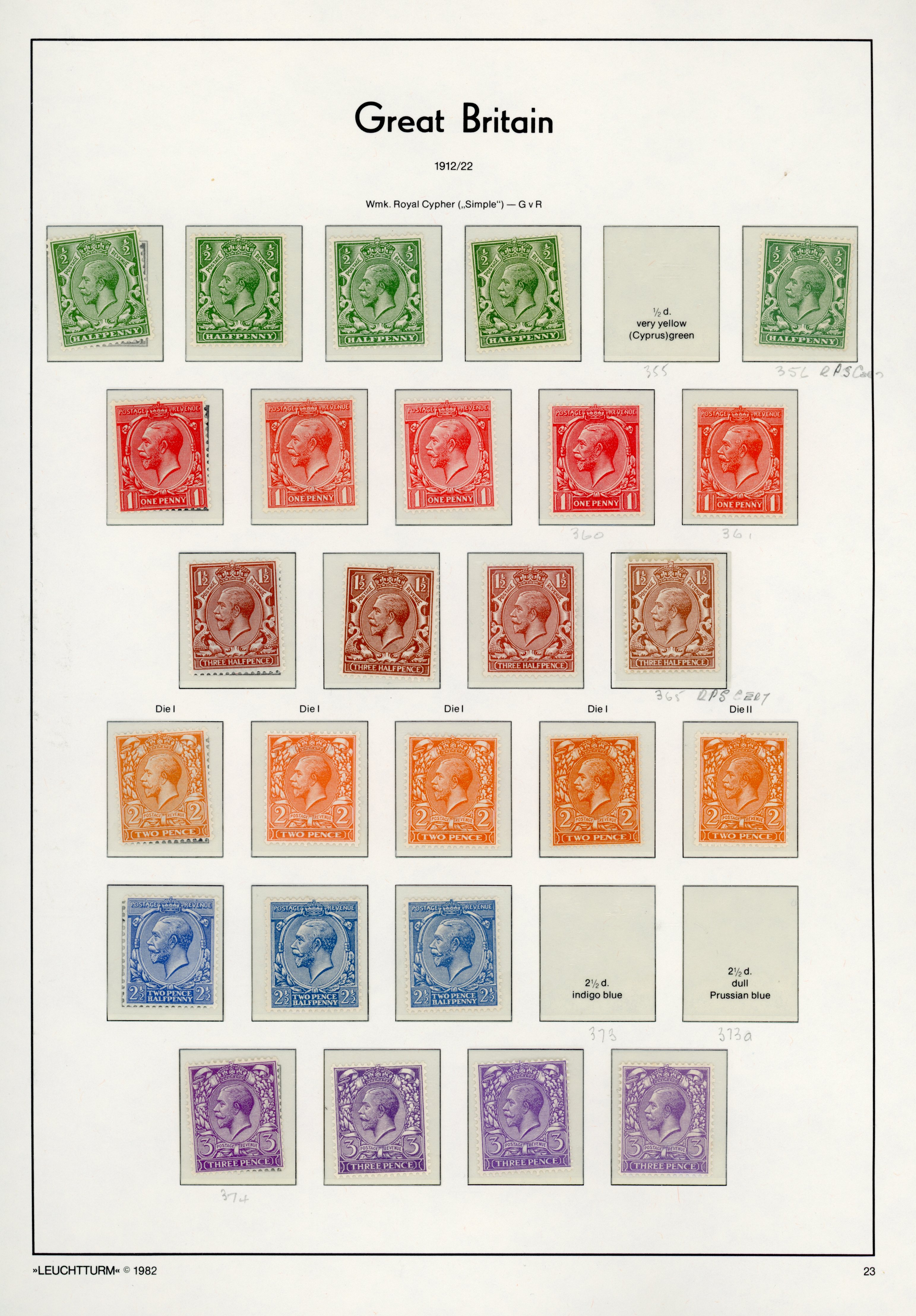 GB 1912-26 Profile mint, many unmounted, selection arranged on Lighthouse printed pages