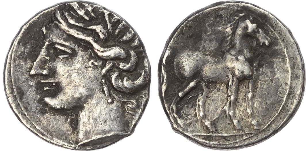 Zeugitania, Carthage (c. 220-205 BC), Second Punic War issue, AR ¼ Shekel, 1.88g. 