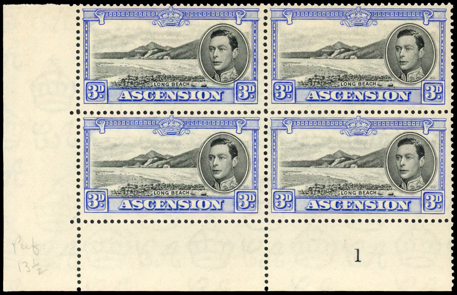 Ascension SG 42 Plate block mint