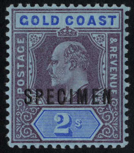 1910 2/- purple and blue on blue paper overprinted SPECIMEN Type D12, u/m.  SG...