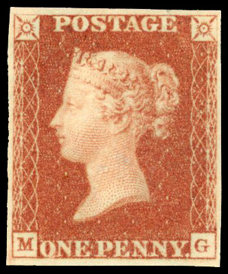 1841 1d red-brown, plate 10 from the black plate (MG) mint