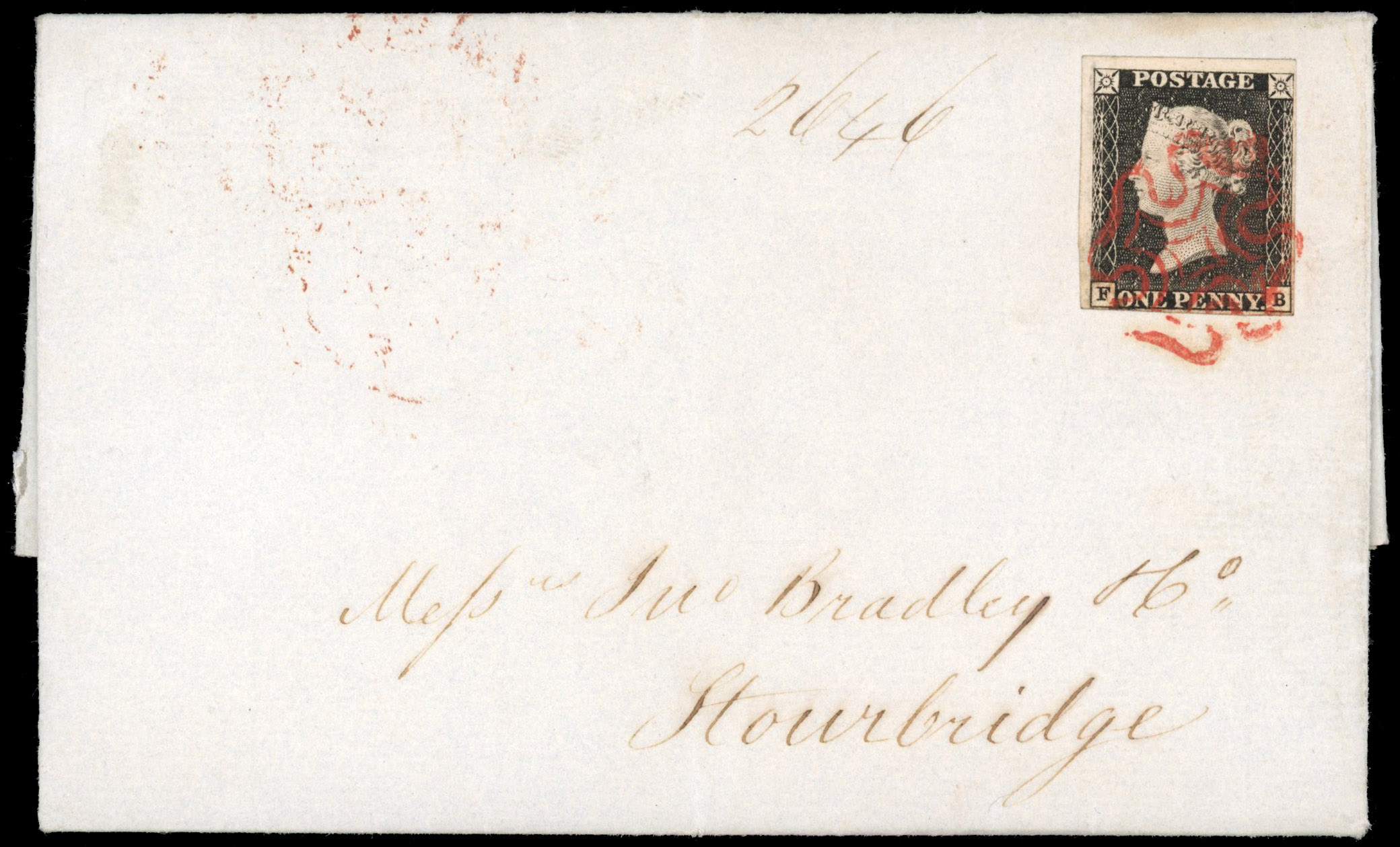 GB SG 2 1840 1d black Plate 1a on May date cover