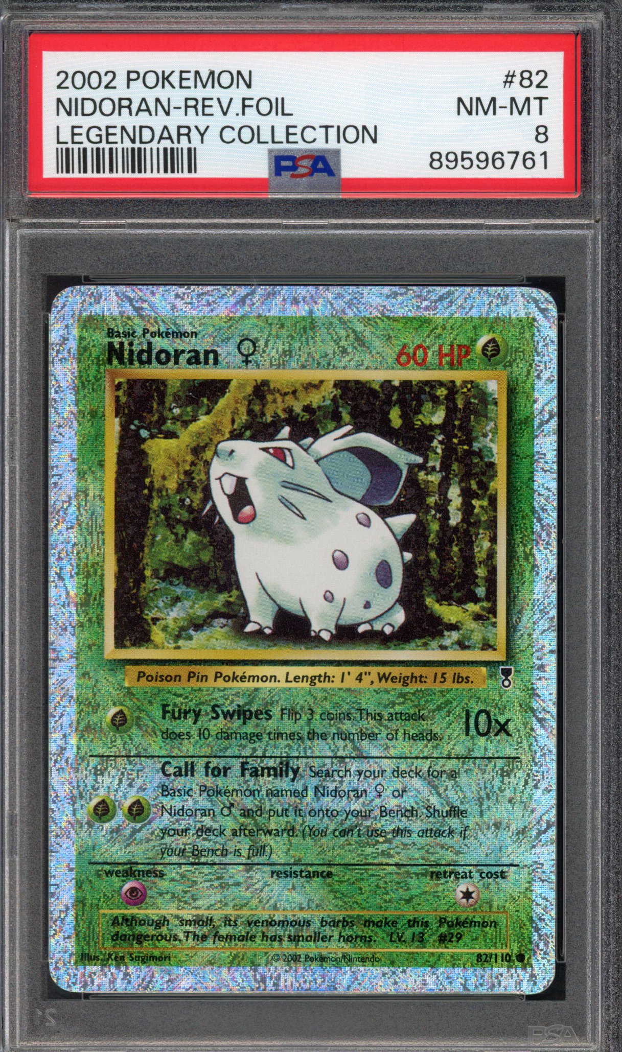 Pokémon TCG PSA 8 Nidoran 82 Reverse Foil, Legendary Collection