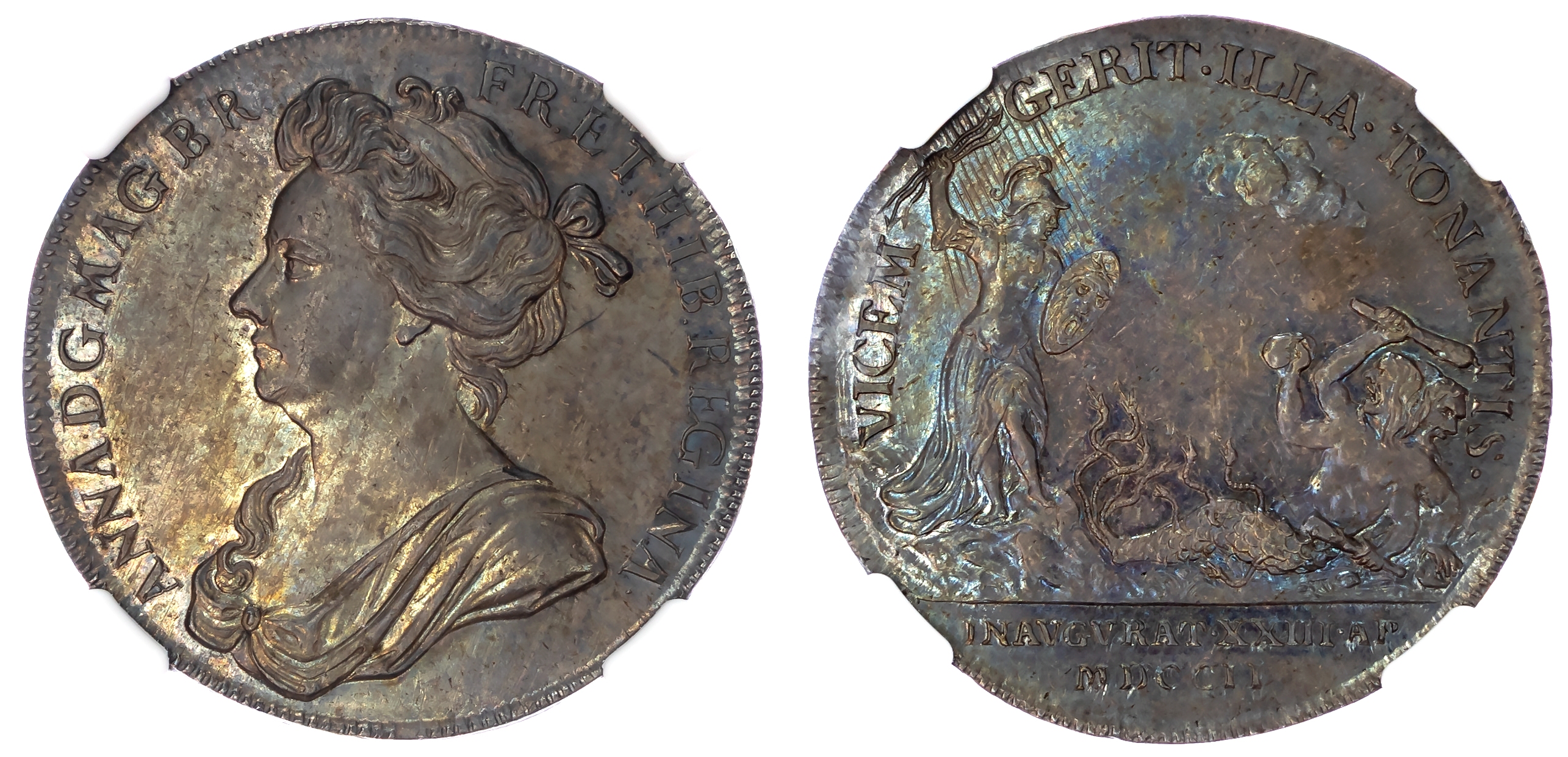 Anne (1702-14), Coronation 1702, official AR medal, (35mm) dated 24 April 1702 by J. Croker.