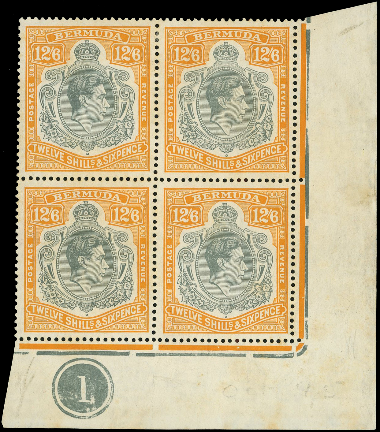 Bermuda SG 120b Plate block mint