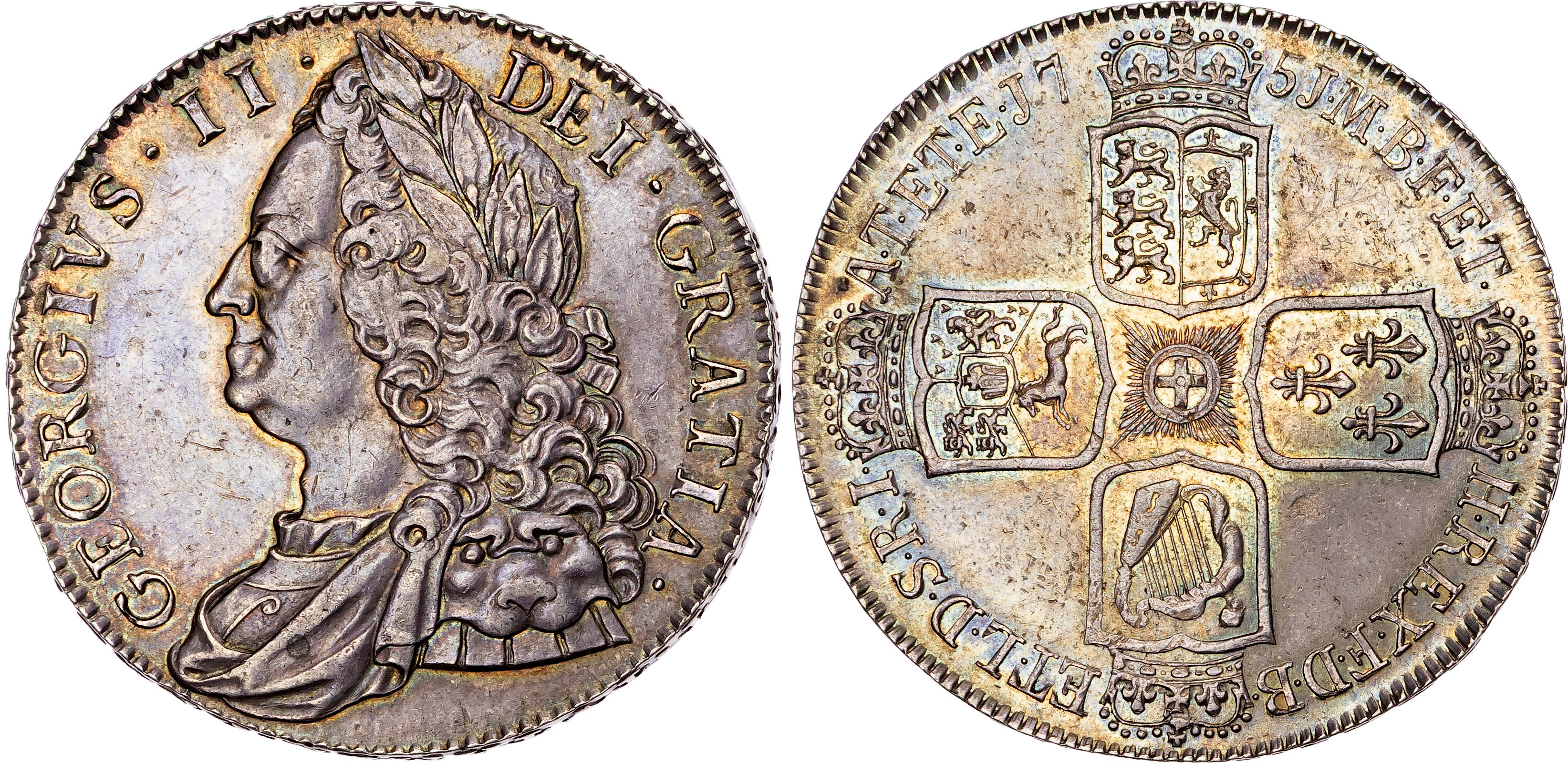 George II (1727‐1760), AR Crown, 1751 V. QVARTO.