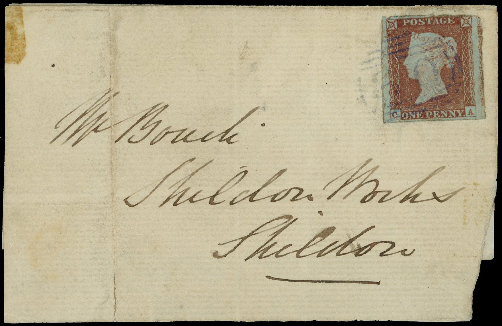 Great Britain SG 8 Spec BS 59xe cover violet cancel 