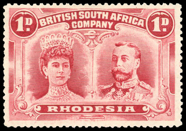 Rhodesia 1910-13 1d carmine-lake perf 15
