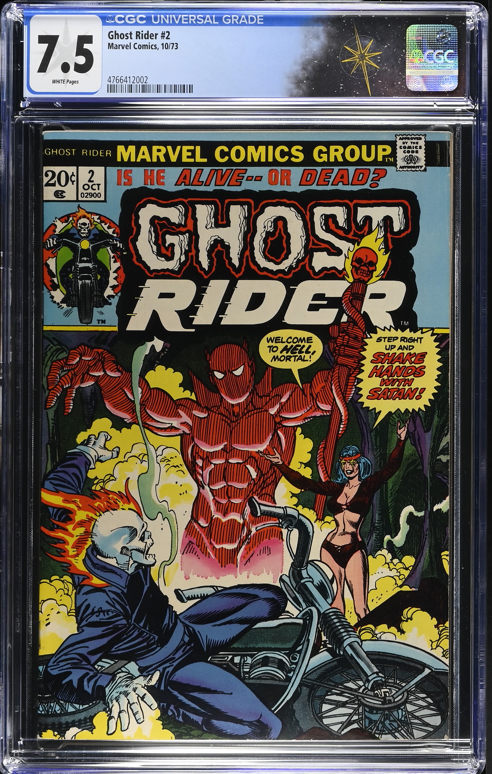 Ghost Rider #2 CGC 7.5 2nd Cameo Appearance of Son of Satan (Marvel Comics, 1973) White Pages