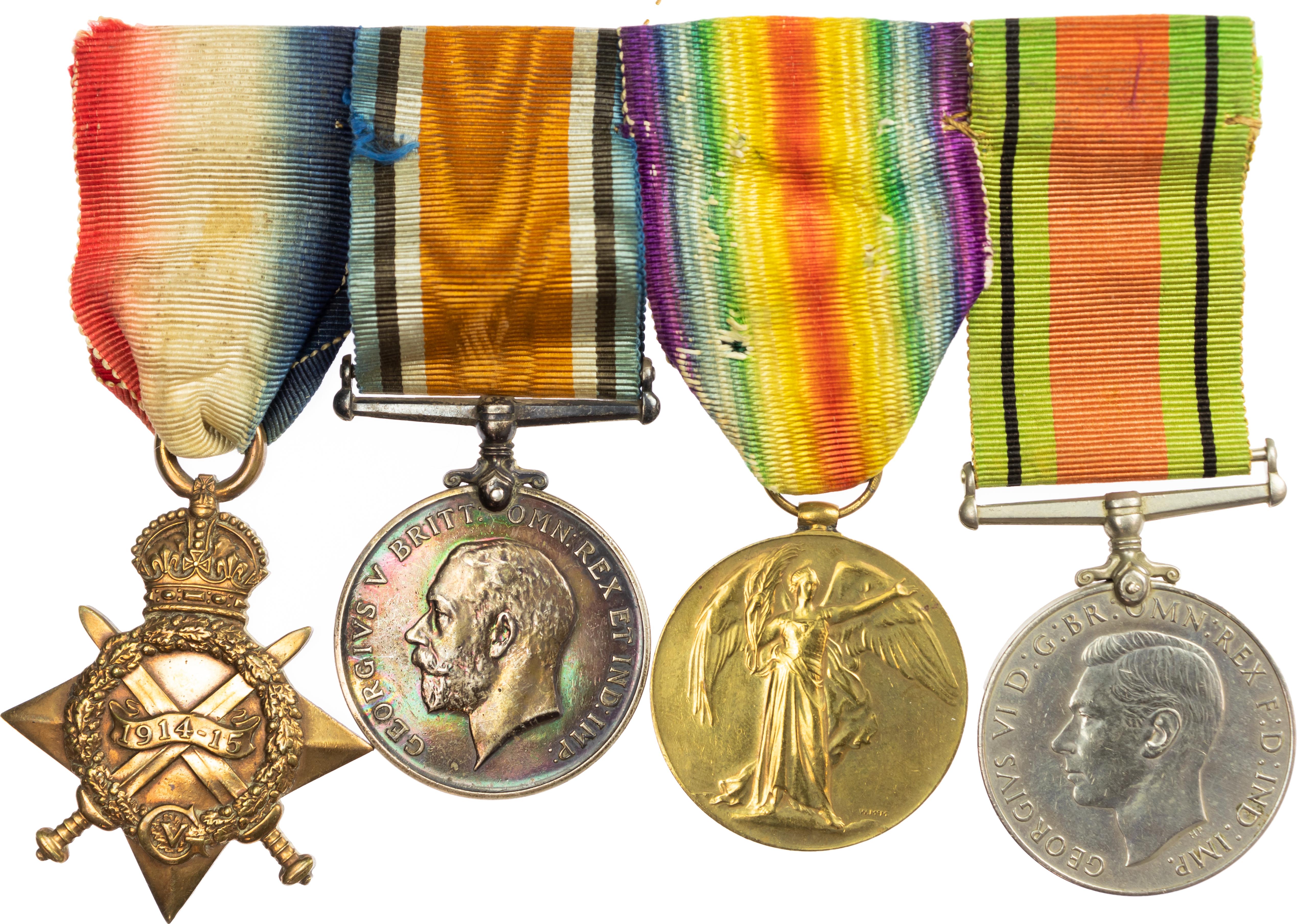 A 1914-15 Trio 1939-45 Defence Medal Casualty Group of 4 awarded to Private Hugh Thomas Moriarty