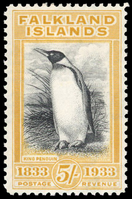 1933 Centenary 5s King Penguin black and yellow, part og