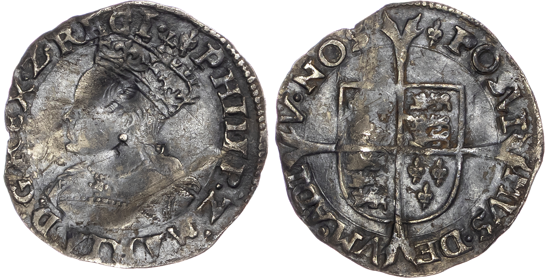 Phillip and Mary (1554-1558), AR Groat, Tower (London) mint, mm. lis.