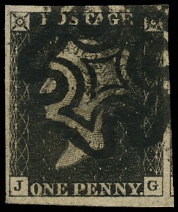 1840 1d Black Pl.8. Very fine used large...