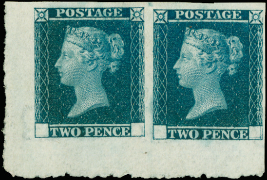 GB SGDP43 1841 2d Blue. Trial. Pair.
