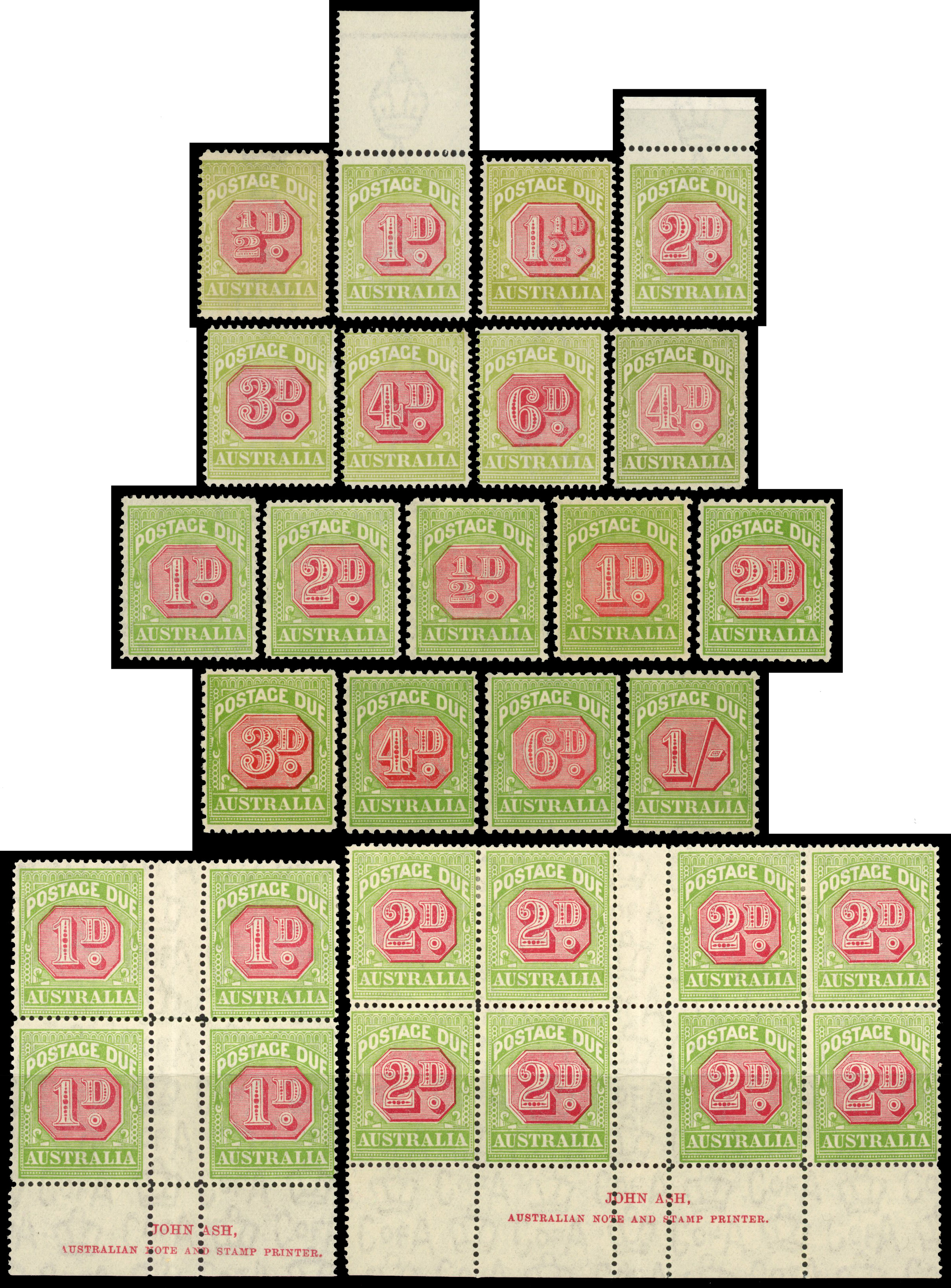 Australia 1922-30 and 1931-36 postage due sets