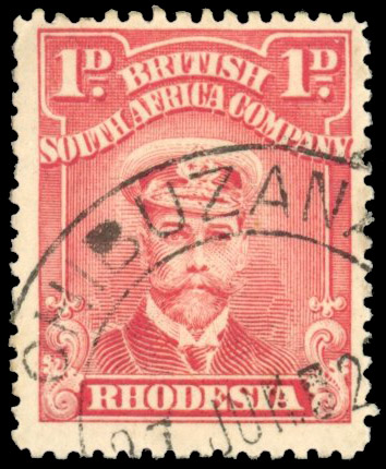 Rhodesia postmarks Chibuzana on 1d Admiral