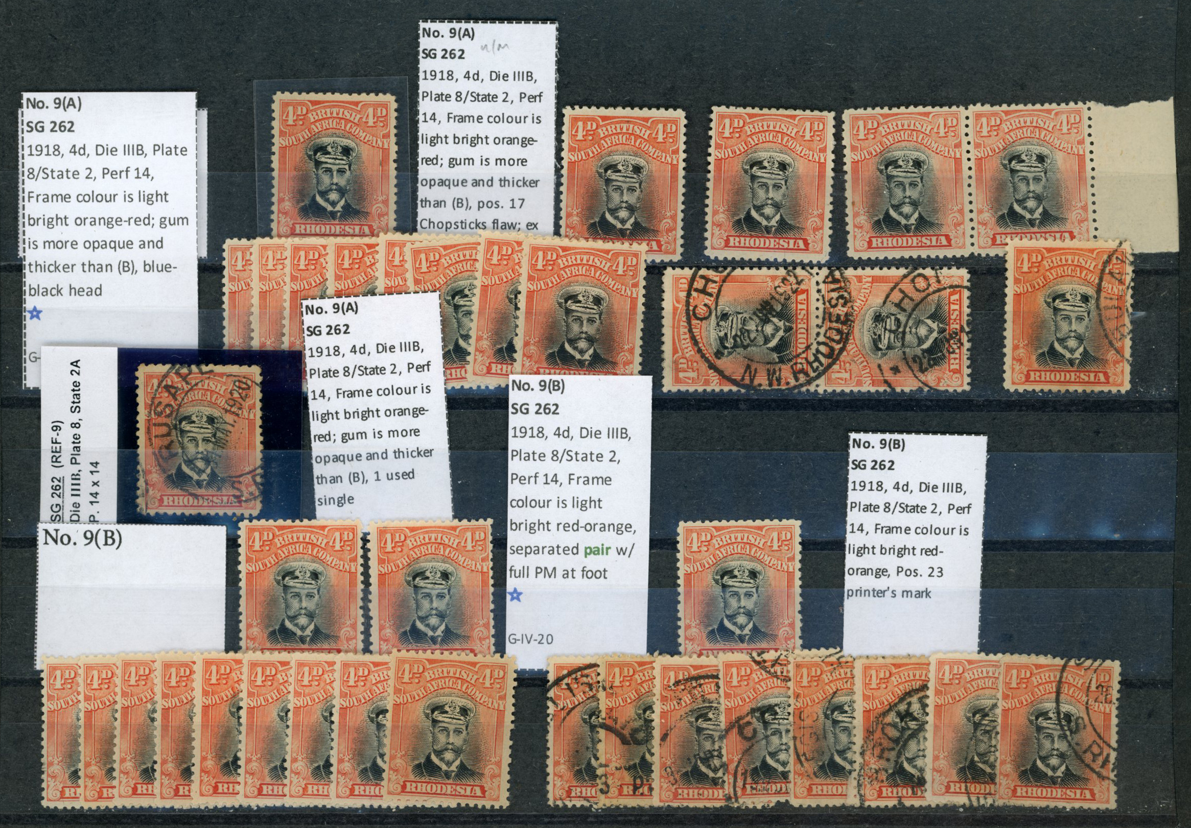 1918-21 4d Head Die IIIB, perf 14, toned...