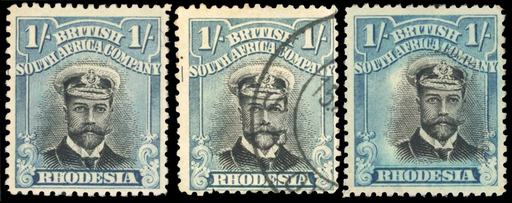 Rhodesia 1/- SG 233 varieties