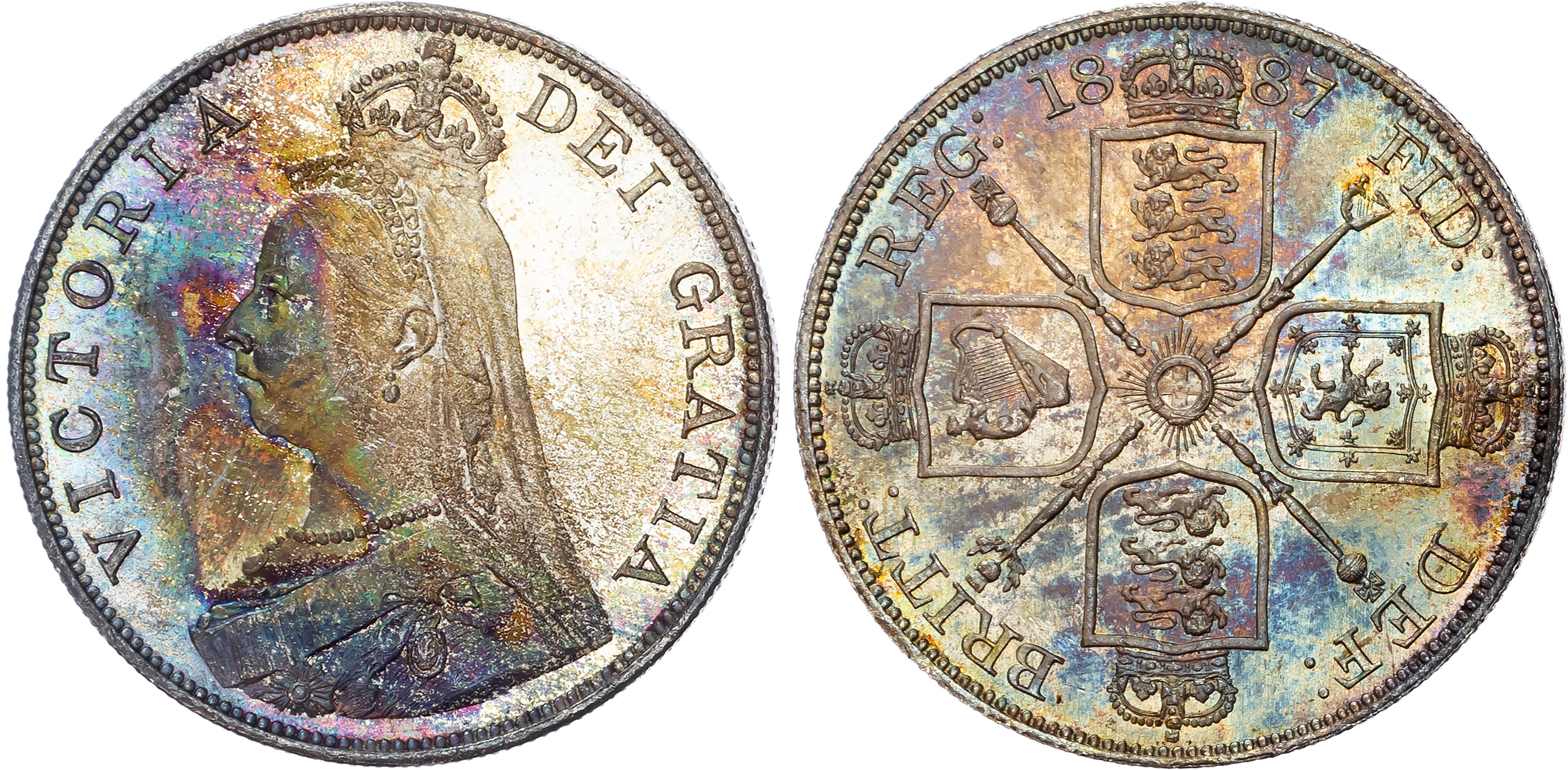 Victoria (1837-1901) Double Florin, 1887, Jubilee issue.