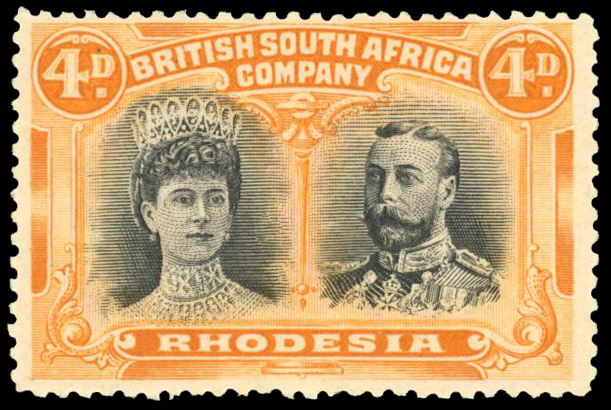 RSC A 4d grey-black and orange, #4 temple flaw mint