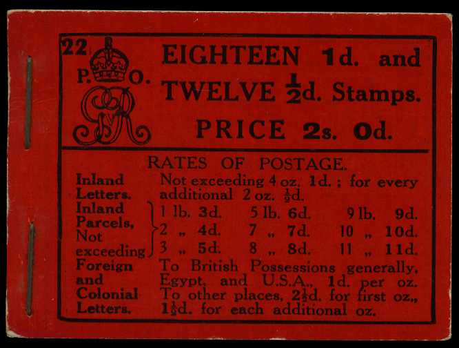 1914 (August) 2/- booklet (#22), perfs fair...