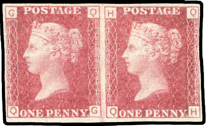1864 1d Rose-red Pl.121. Dr Perkins paper pair